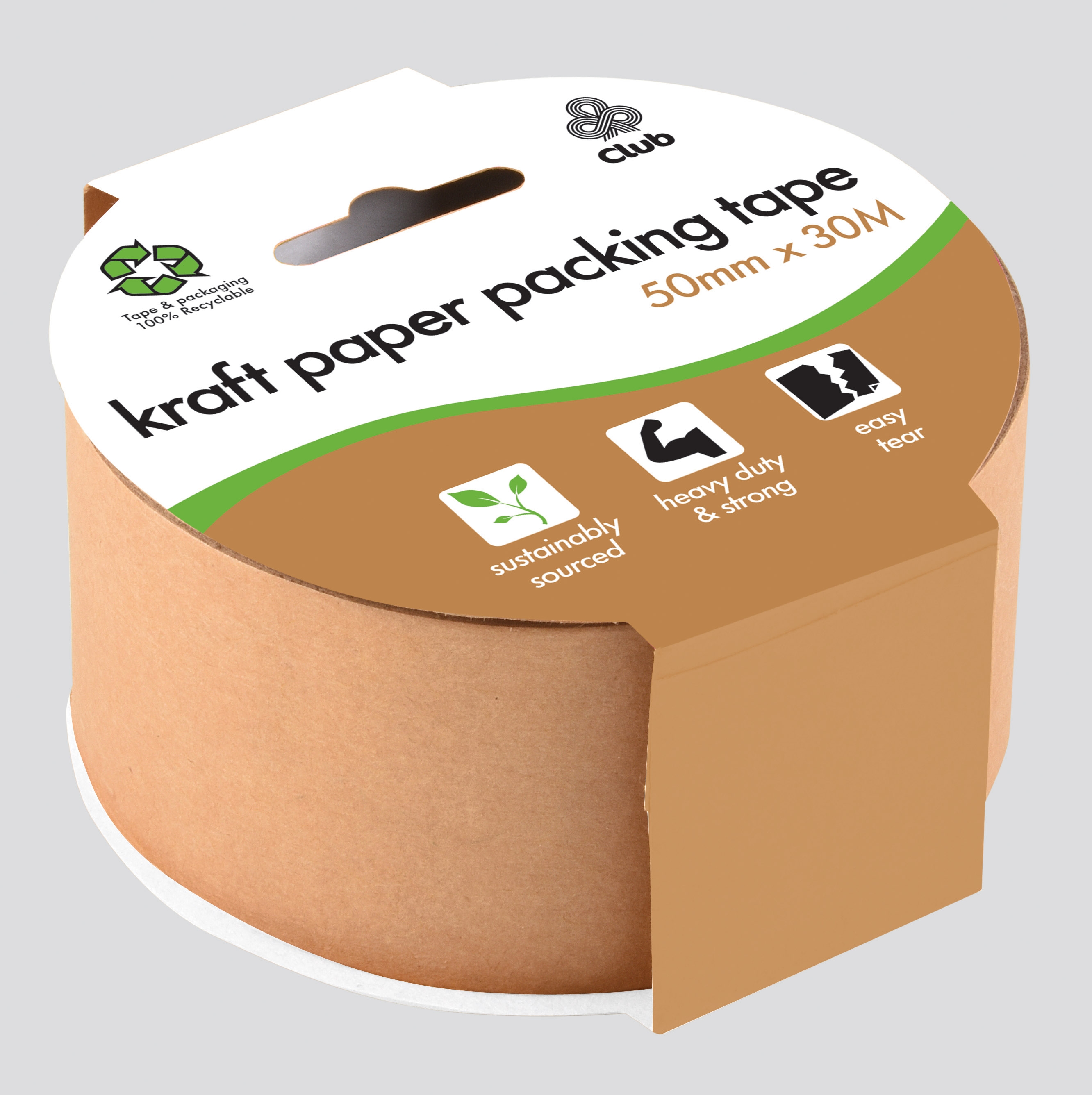 KRAFT PACKING TAPE, Eco Recyclable 50mm x 30m H/pk [Splittable]