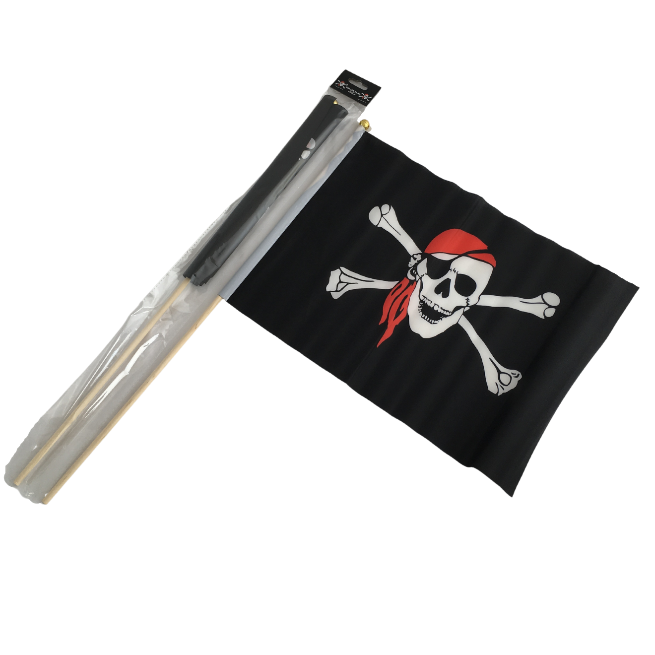PIRATE FLAG,Hand Waving, Wooden Stick 45cm x 30cm H/pk [Splittable]
