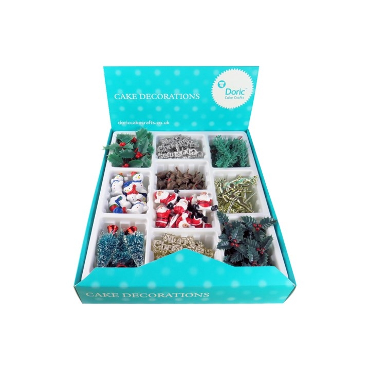 CAKE DECORATION, CHRISTMAS Assorted Mottos Asst. CDU [Packs Only]