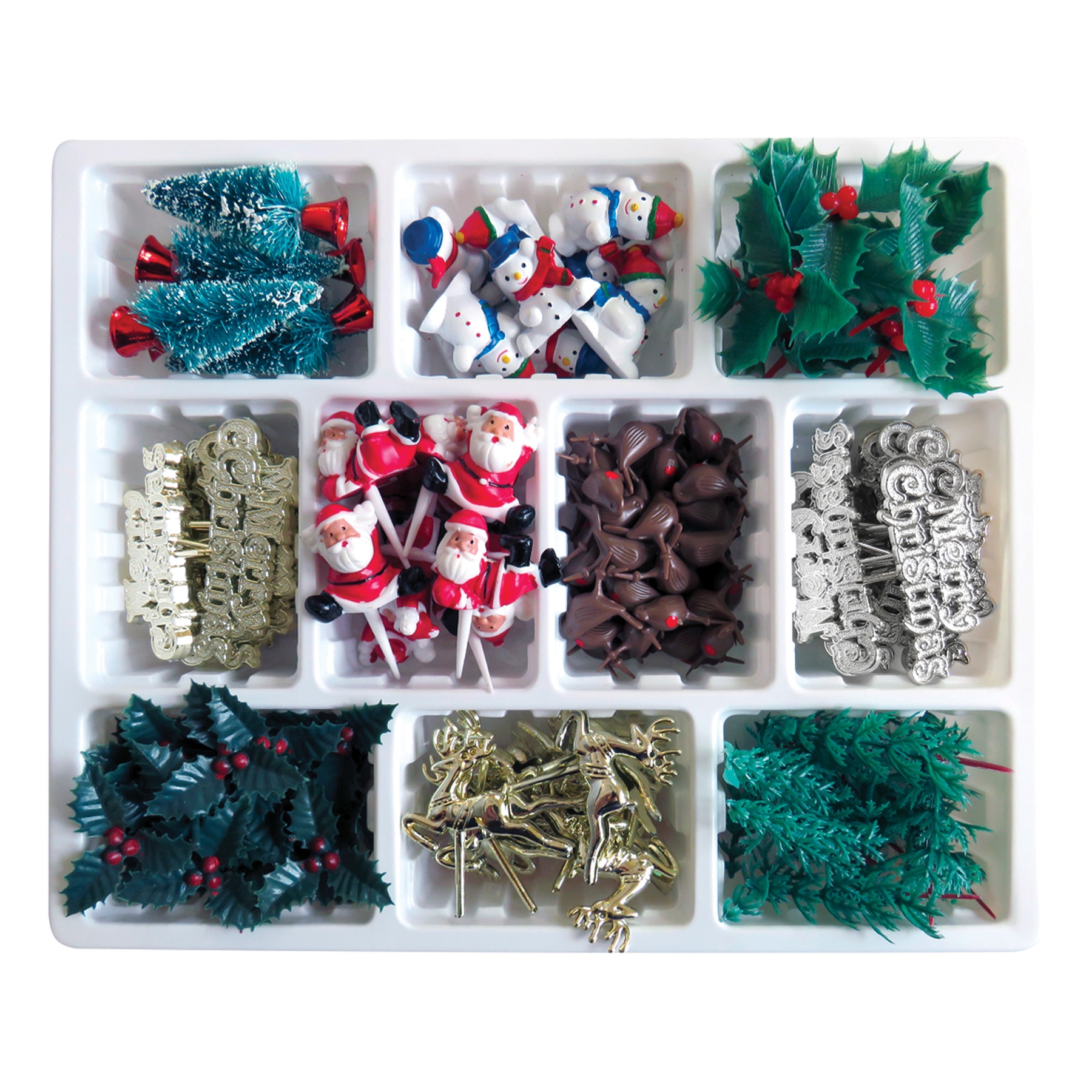 CAKE DECORATION, CHRISTMAS Assorted Mottos Asst. CDU [Packs Only]
