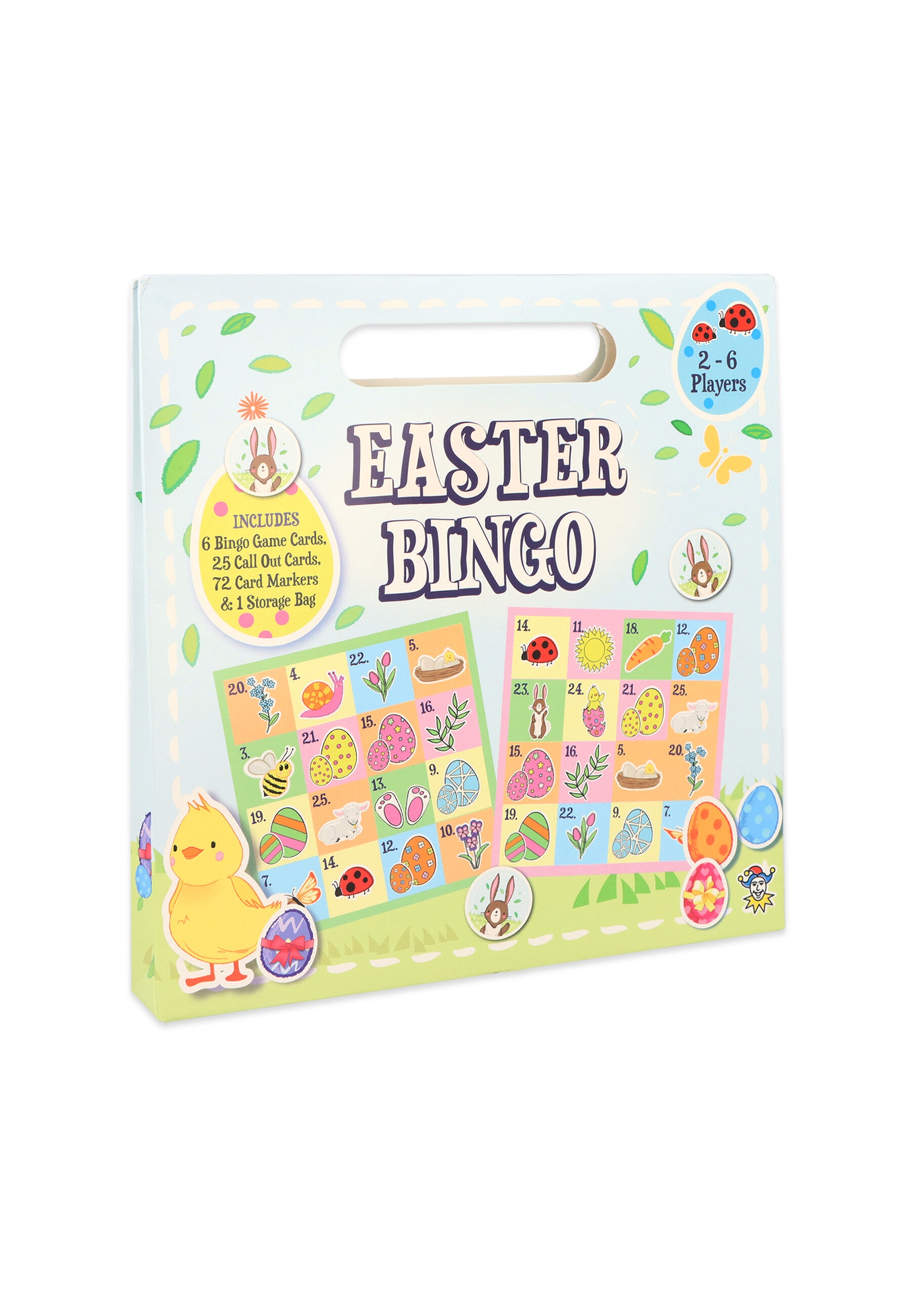 EASTER BINGO,6 Player with 72 Card Markers, 25 Call Out Cards & Storage Bag [Splittable]