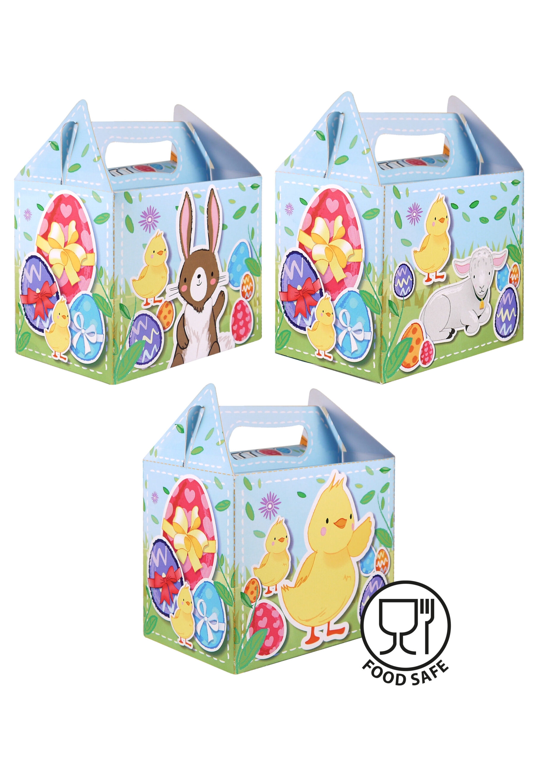 EASTER PARTY BOXES,3 Assorted Designs Card 14x9.5x12cm [Packs Only]