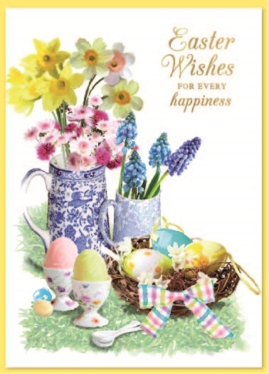 EASTER CARDS,Open Eggs & Floral Vases [Packs Only]