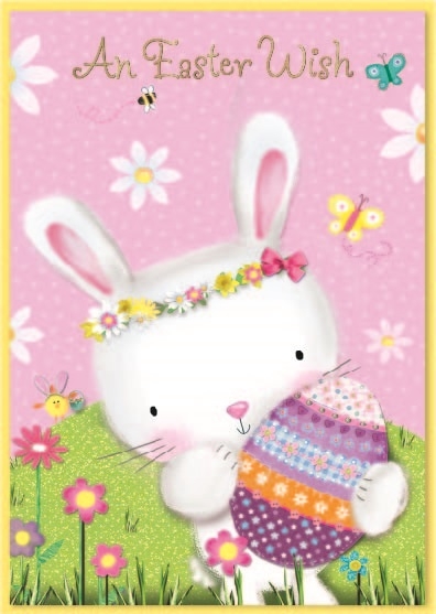 EASTER CARDS,Open Floral Bunny with Egg [Packs Only]