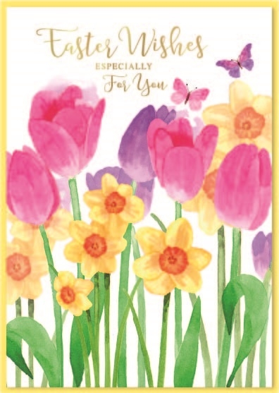 EASTER CARDS,Open Daffodils & Tulips [Packs Only]
