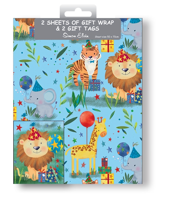 GIFT WRAP PACKETS,Jungle Animals Happy Birhday H/pk [Packs Only]