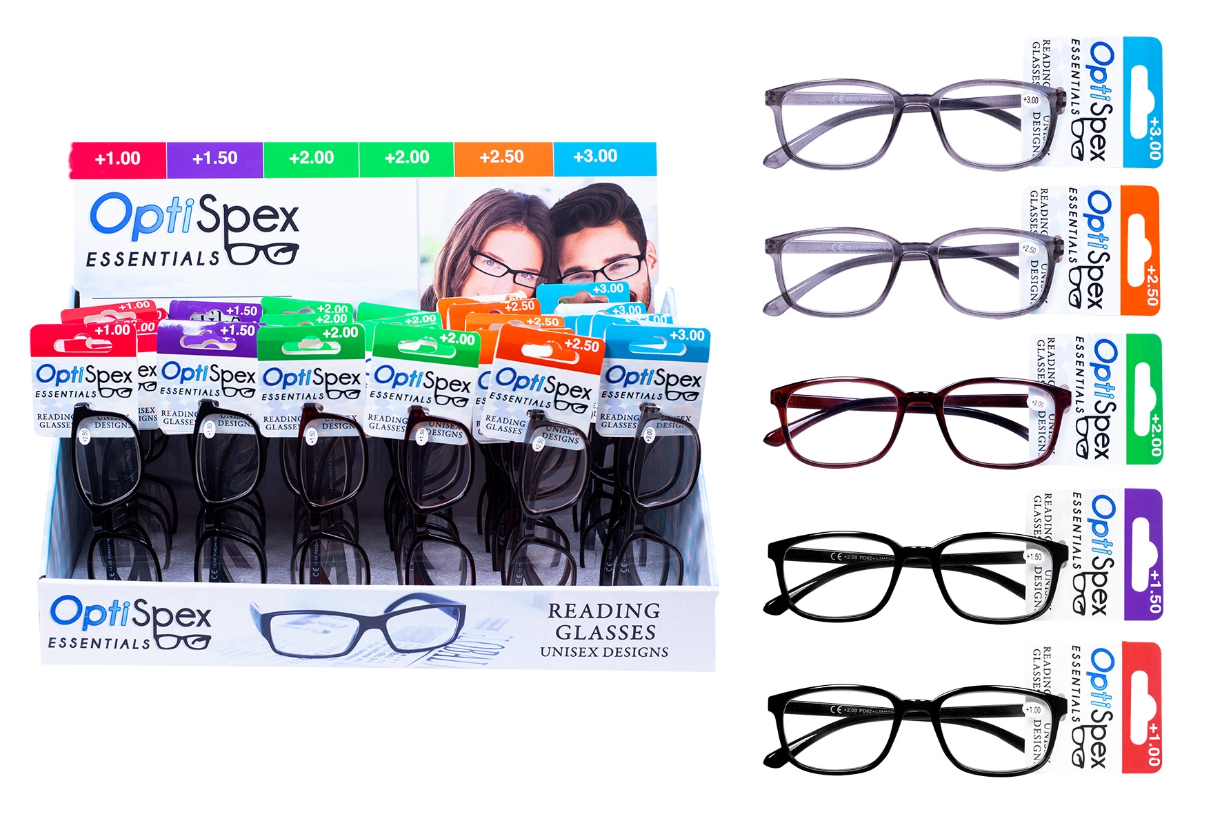 READING GLASSES,Assorted Frame 5 Assorted Strengths CDU [Packs Only]