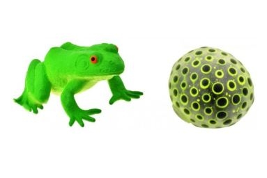FROG & SPAWN BALL,Stretchy Frog & Squeezy Ball In Acetate Box CDU [Splittable]