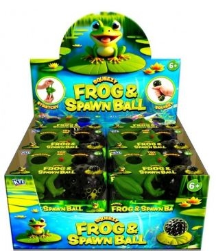 FROG & SPAWN BALL,Stretchy Frog & Squeezy Ball In Acetate Box CDU [Splittable]