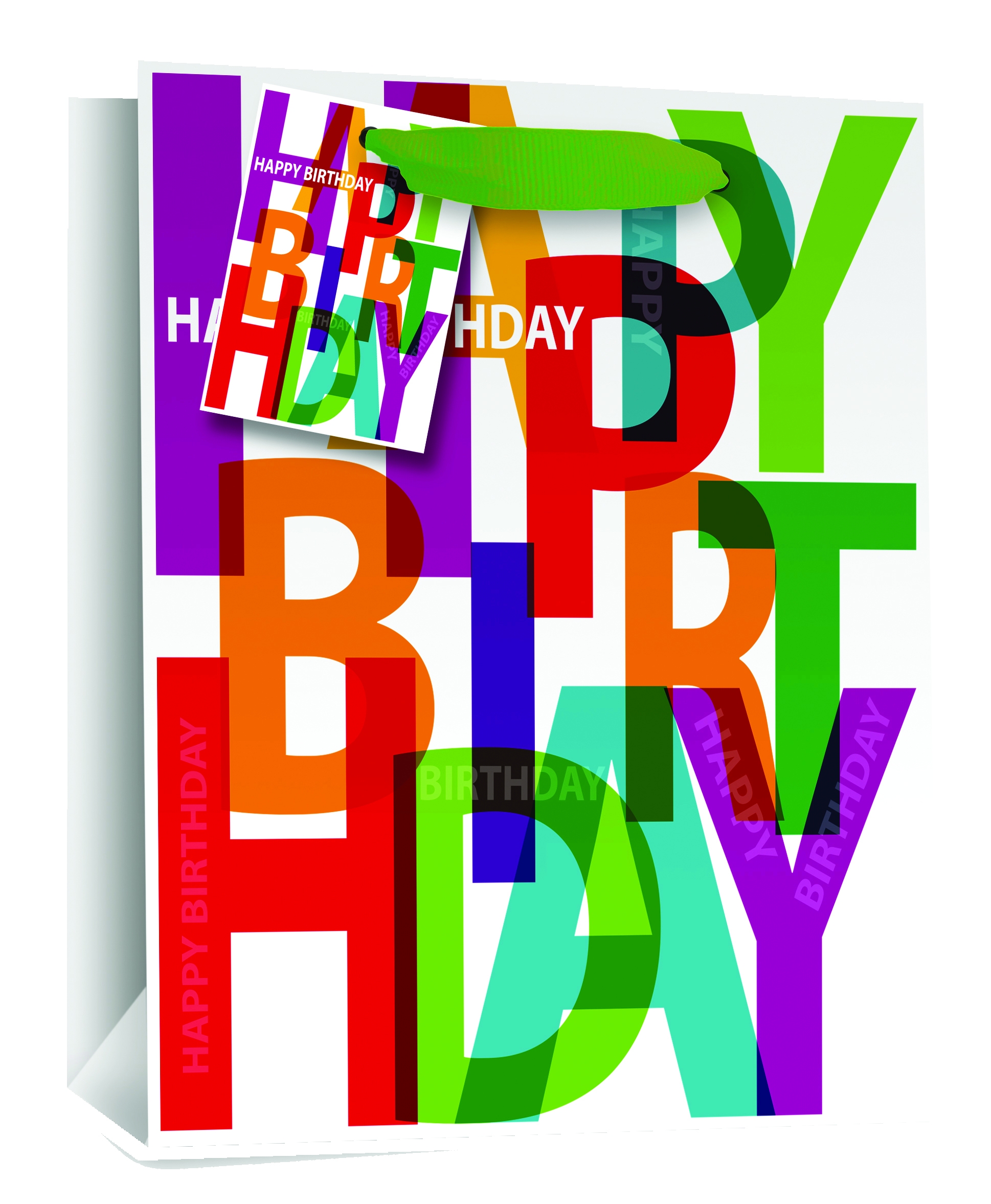 GIFT BAG,Happy Birthday Bright Text (Medium) [Packs Only]