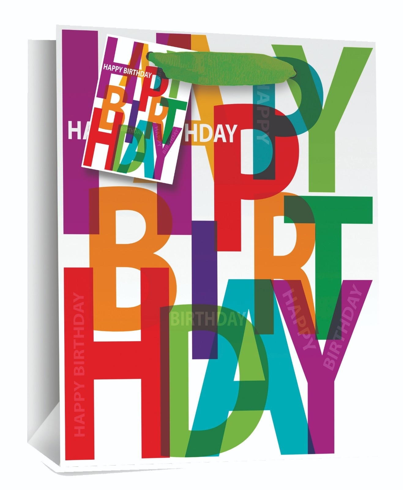 GIFT BAG,Happy Birthday Bright Text (Small) [Packs Only]