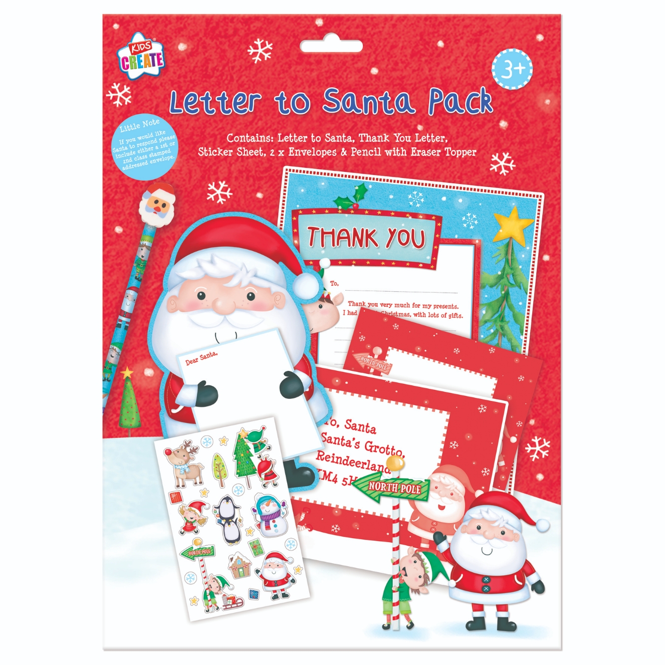 LETTER TO SANTA PACK,Stickers & Pencil H/pk [Splittable]