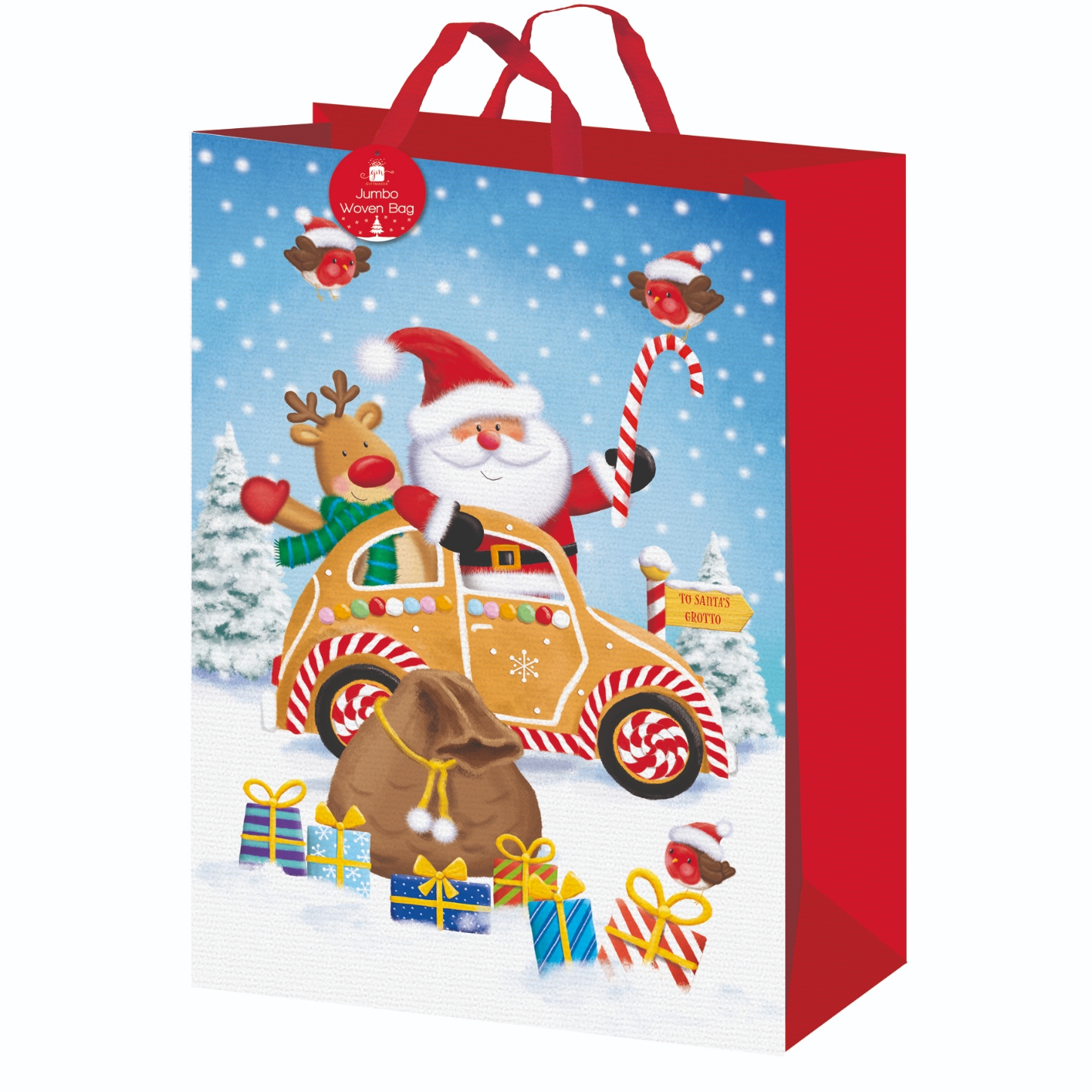 GIFT BAG,Woven Santa & Friends (Jumbo) 49 x 70cm [Packs Only]