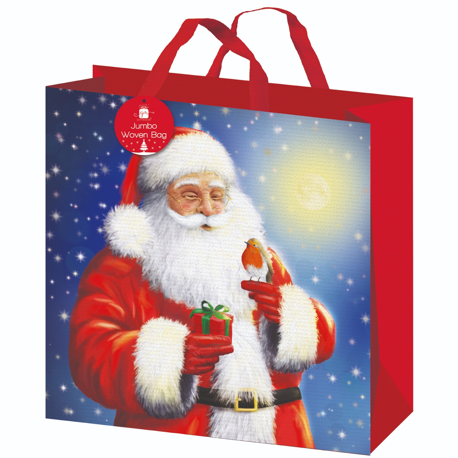 GIFT BAG,Woven Traditional Santa (Square) 45 x 45cm [Packs Only]