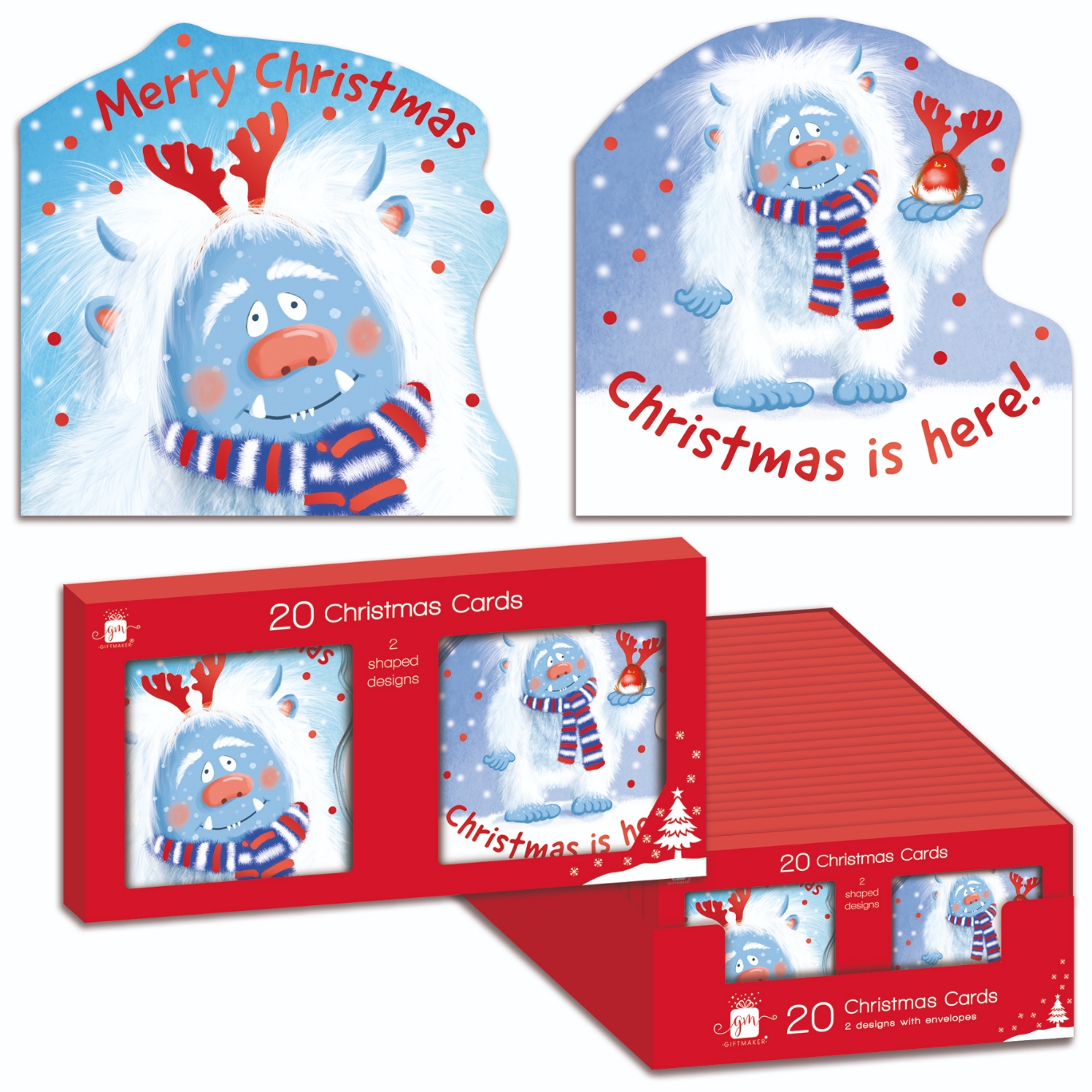 BOXED CARDS,Mini Square Abonimable Snowman 2 Assorted 20`s CDU [Splittable]