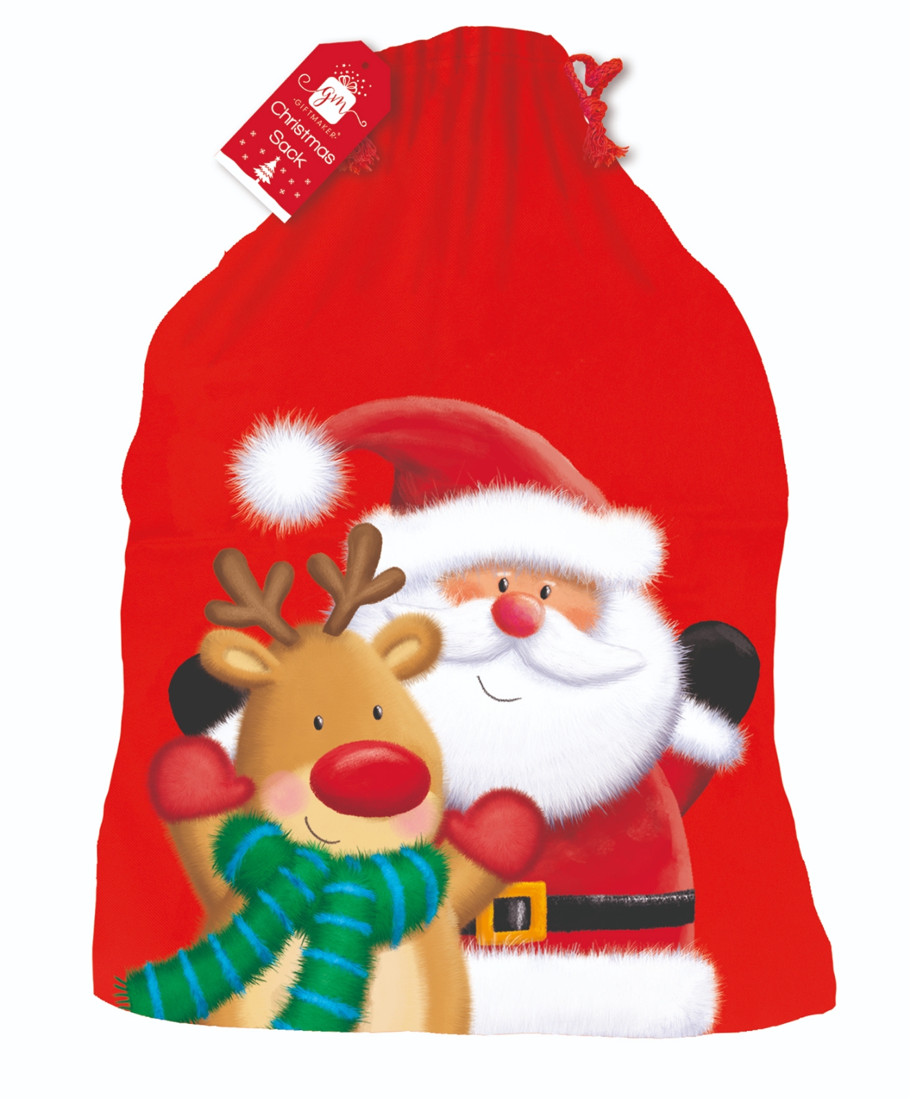 SANTA SACK,Santa & Reindeer with Cord Closure [Splittable]