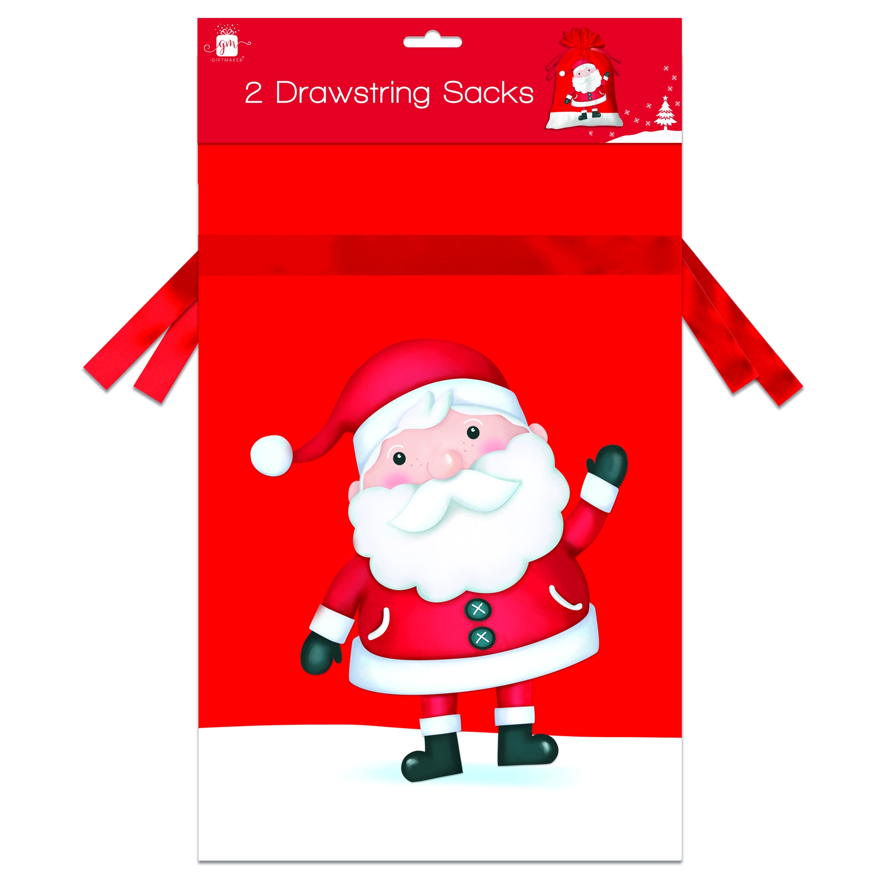 SANTA SACK,Drawstring,Santa 2`s Non Woven 450 x 270mm [Packs Only]