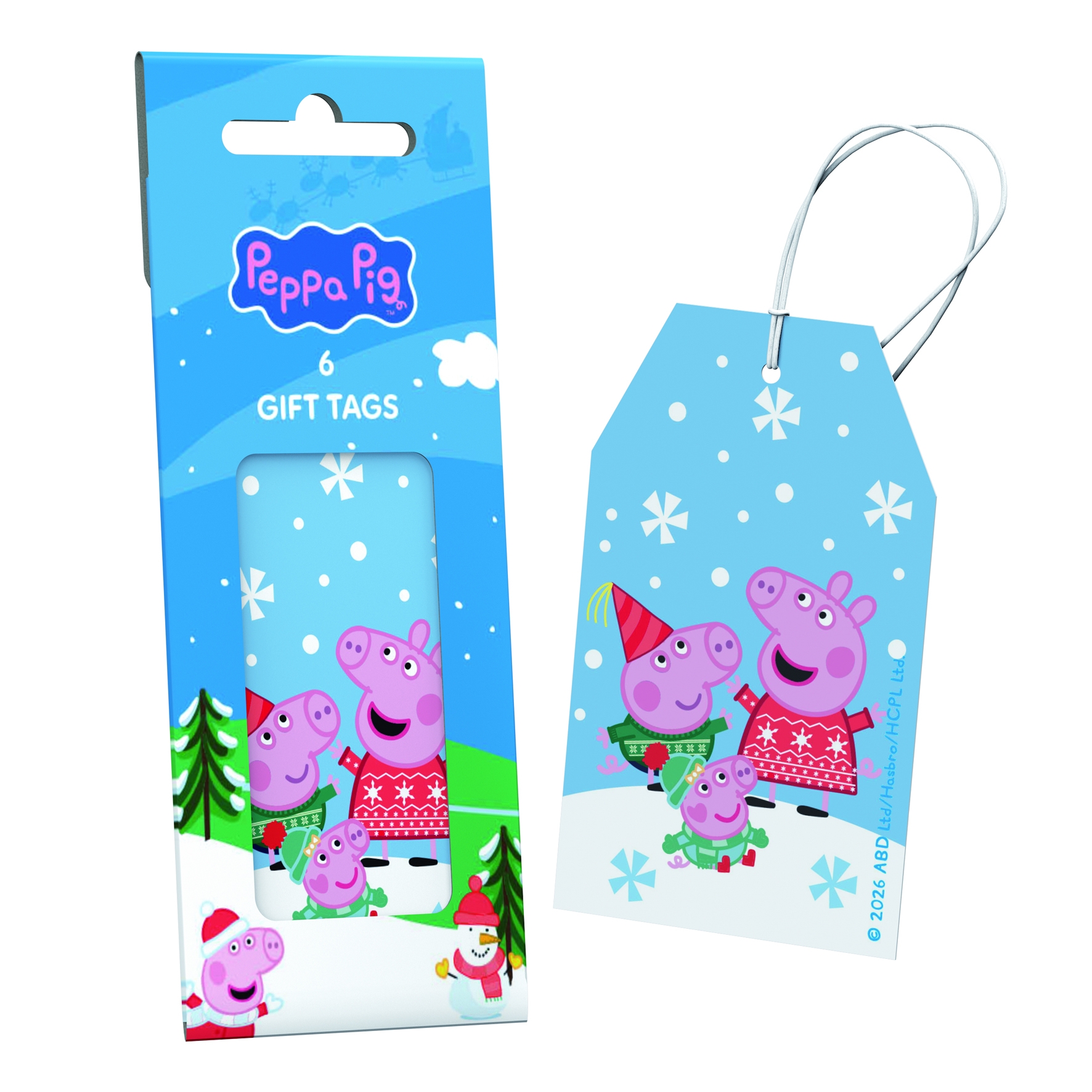 XMAS TAGS,Peppa Pig 6`s H/pk [Packs Only]