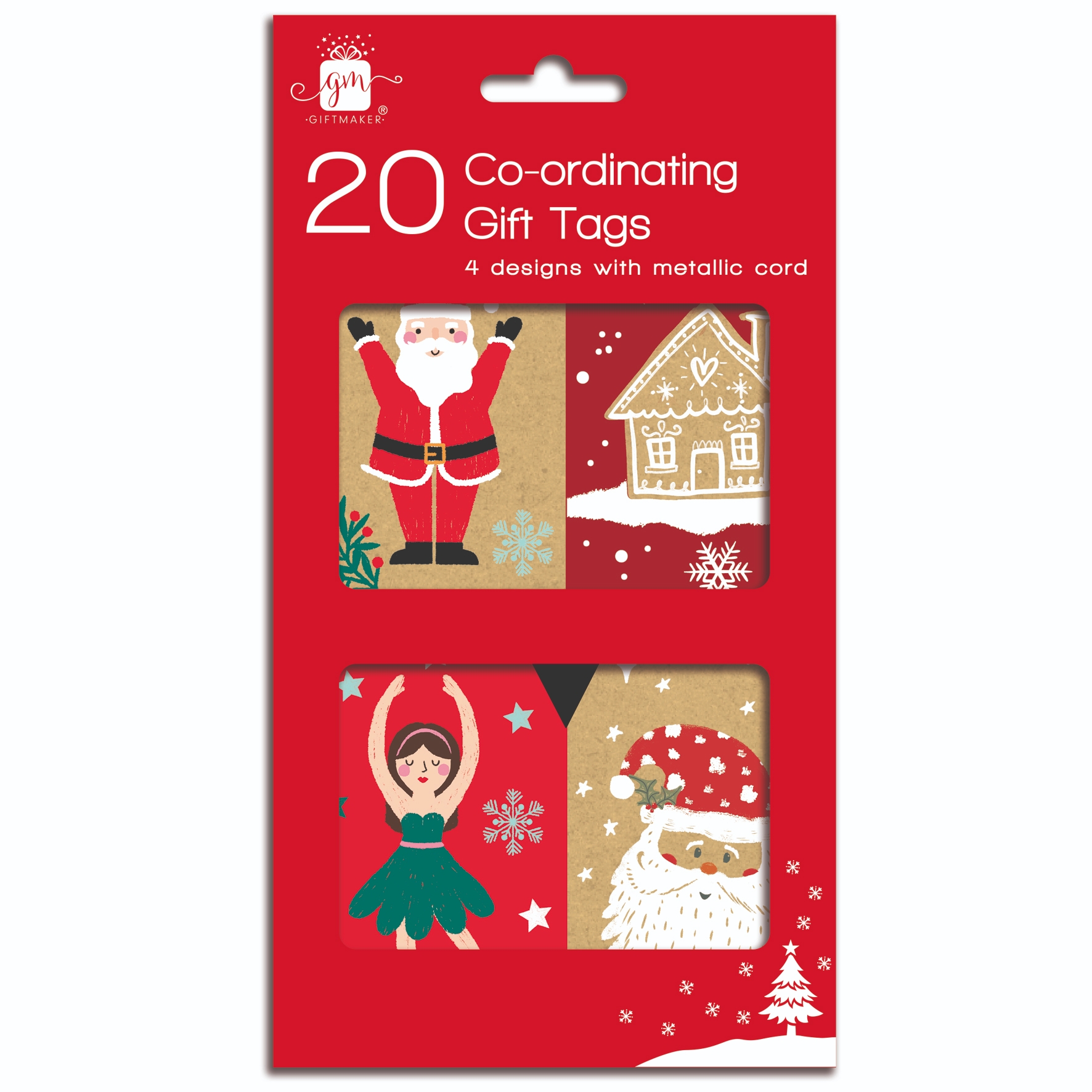 XMAS TAGS,Kraft Festive 20`s H/pk [Packs Only]