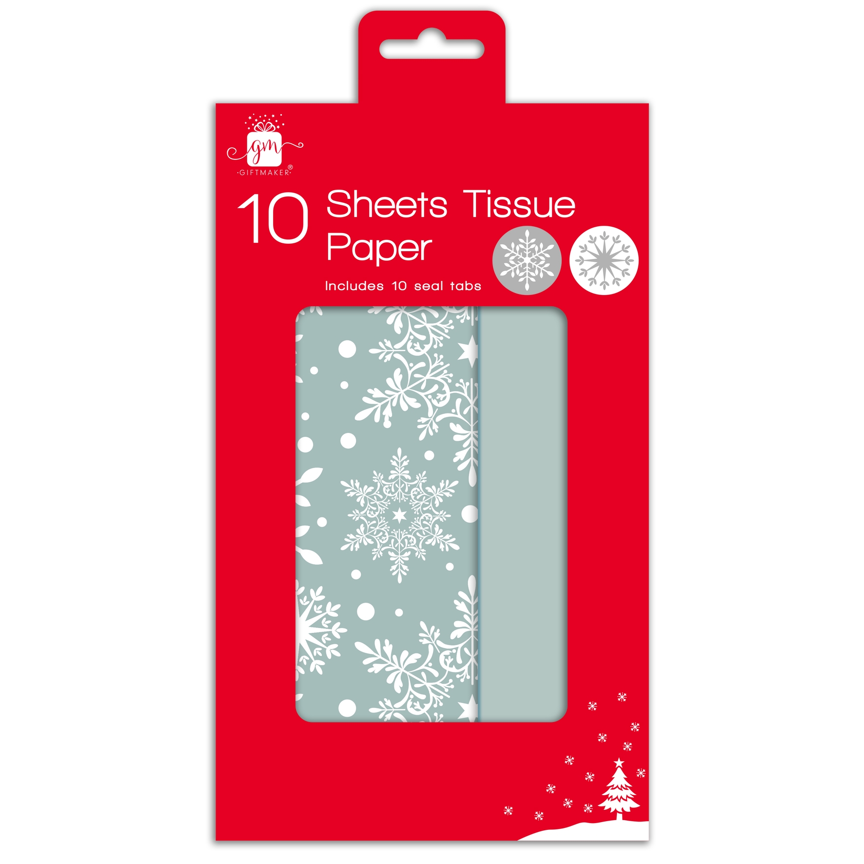 TISSUE PAPER,Snowflakes & Silver 10`s Assorted H/pk [Splittable]