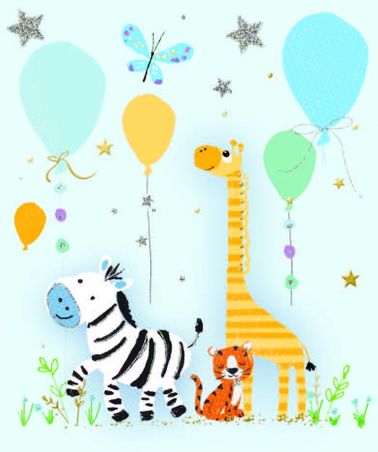 GIFT TAG,Baby Boy Blue Jungle Animals [Packs Only]
