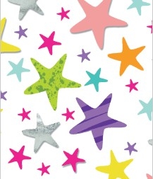GIFT TAG,Multi Coloured Stars [Packs Only]