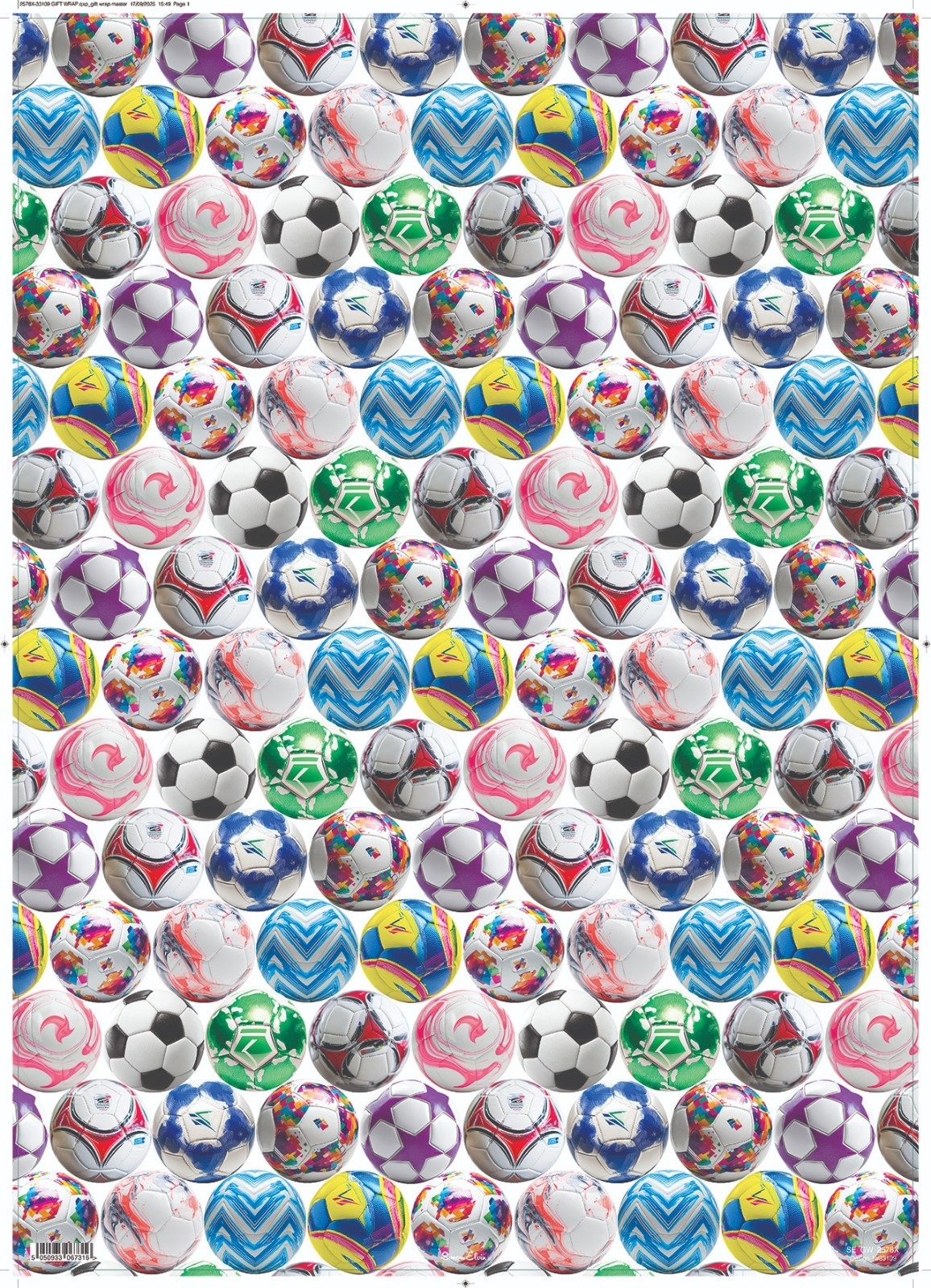 GIFT WRAP,Assorted Footballs [Packs Only]
