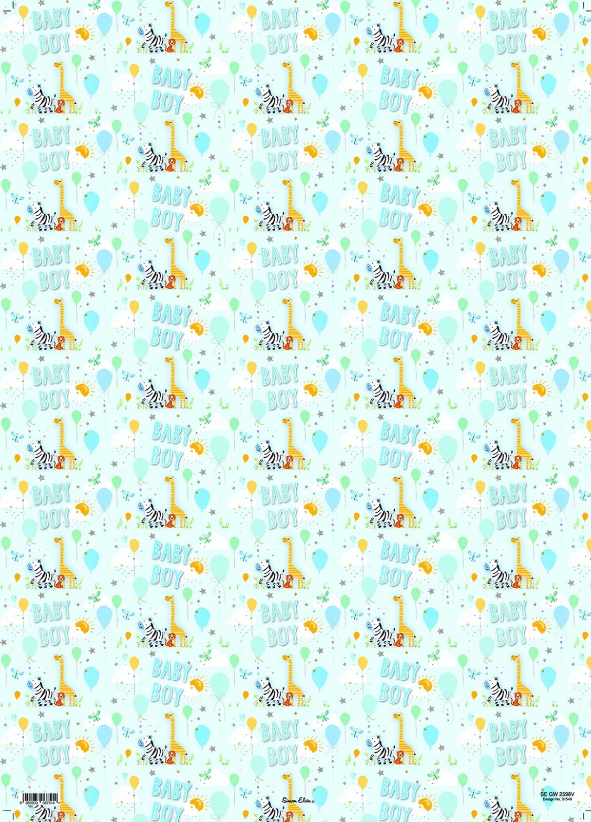 GIFT WRAP,Baby Boy Blue Jungle Animals [Packs Only]