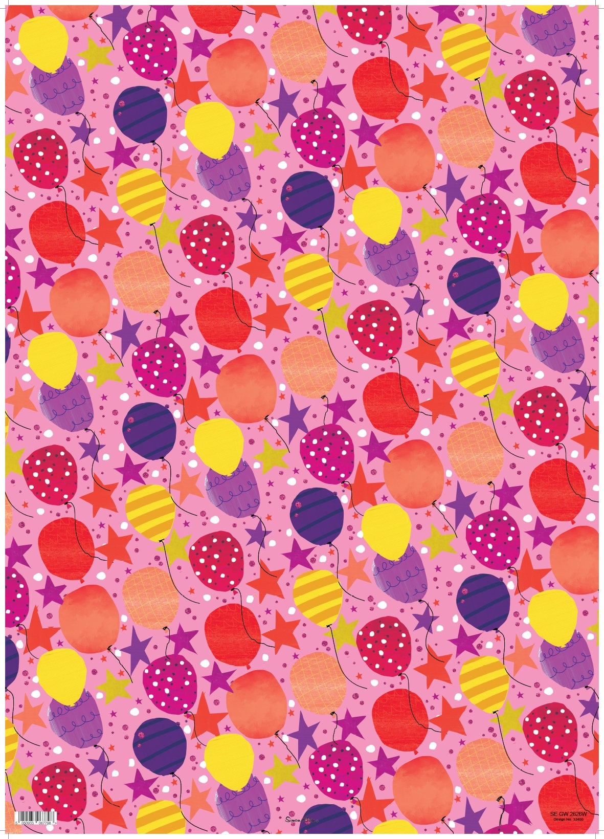 GIFT WRAP,Female Stars & Balloons [Packs Only]