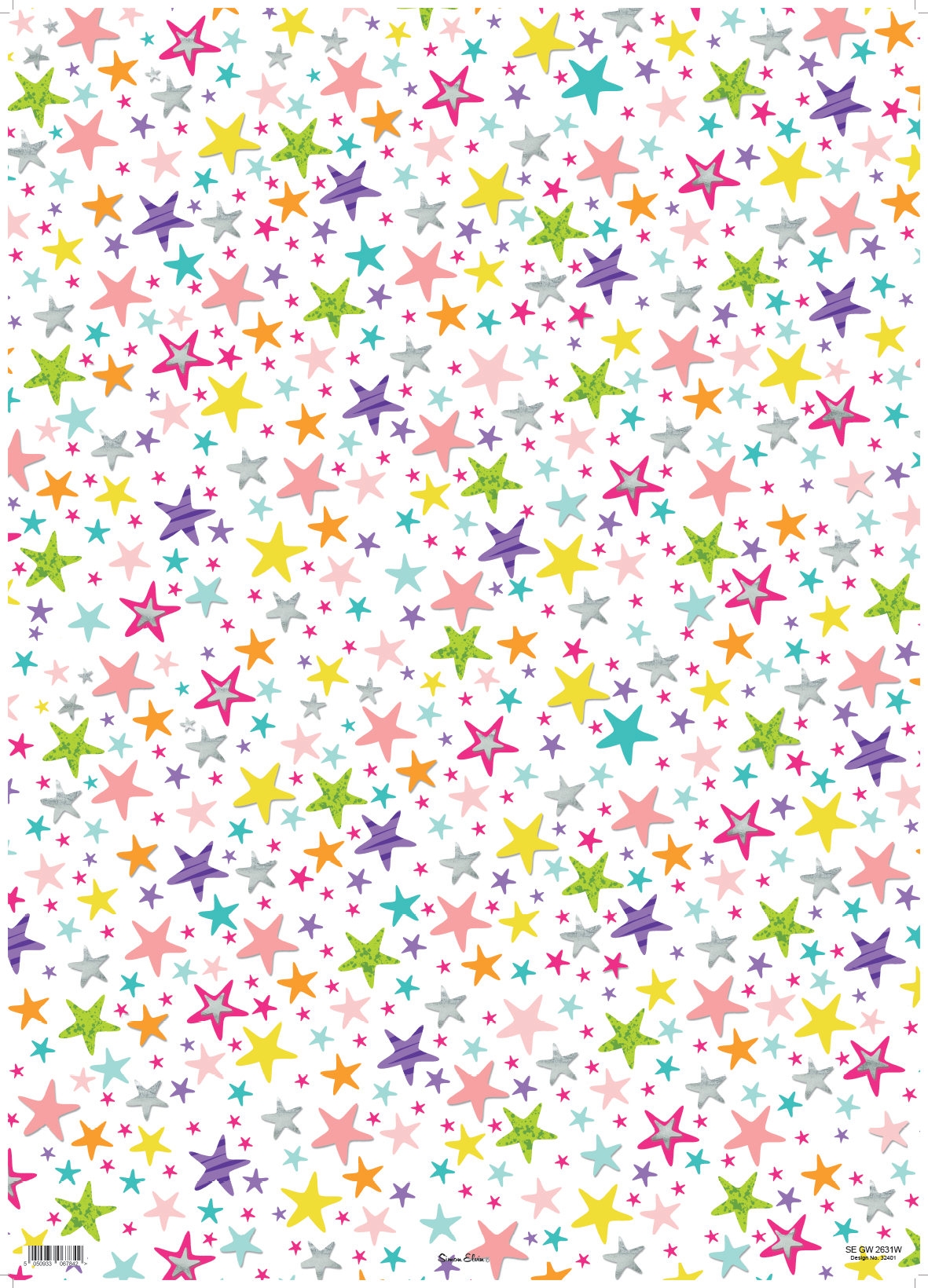 GIFT WRAP,Multi Coloured Stars [Packs Only]