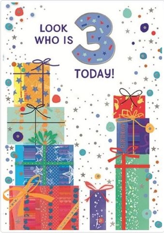 AGE 3 CARDS,Male 3 Today, Presents [Packs Only]