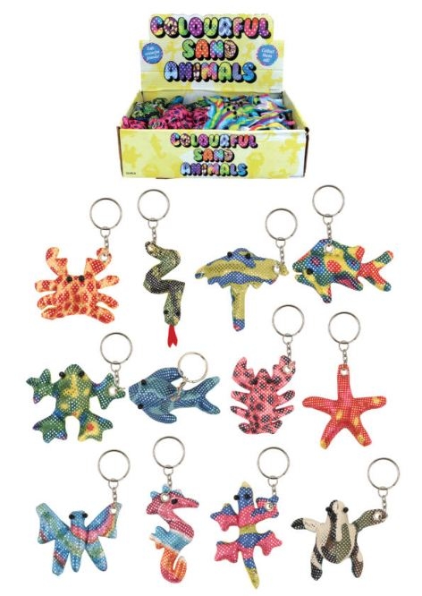 KEYRING,Colourful Sand Animals 7-12cm [Packs Only] K29116