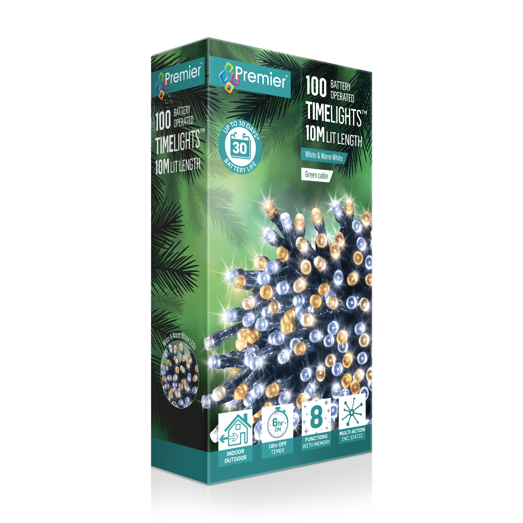 LIGHTS,LED Multi Action Warm White Battery Operated 100`s 10M