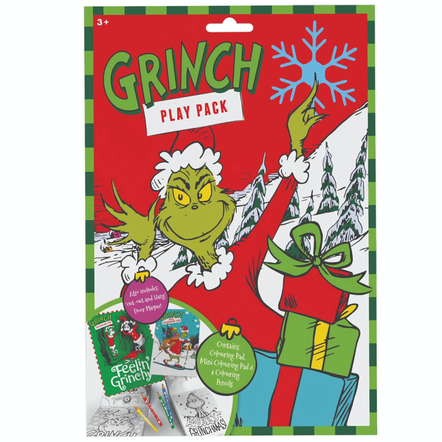PLAY PACK, The Grinch with 4 Coloured Pencils & Colouring Pads H/pk [Splittable]