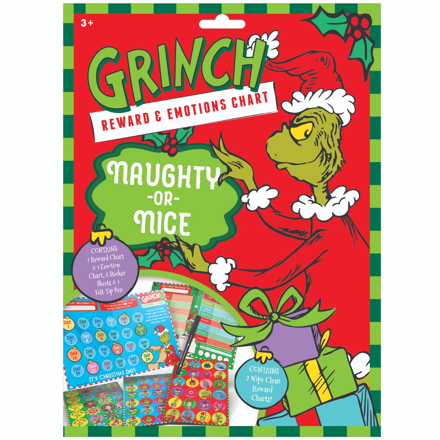 REWARD & EMOTIONS CHART, The Grinch with Stickers & Pen H/pk [Packs Only]