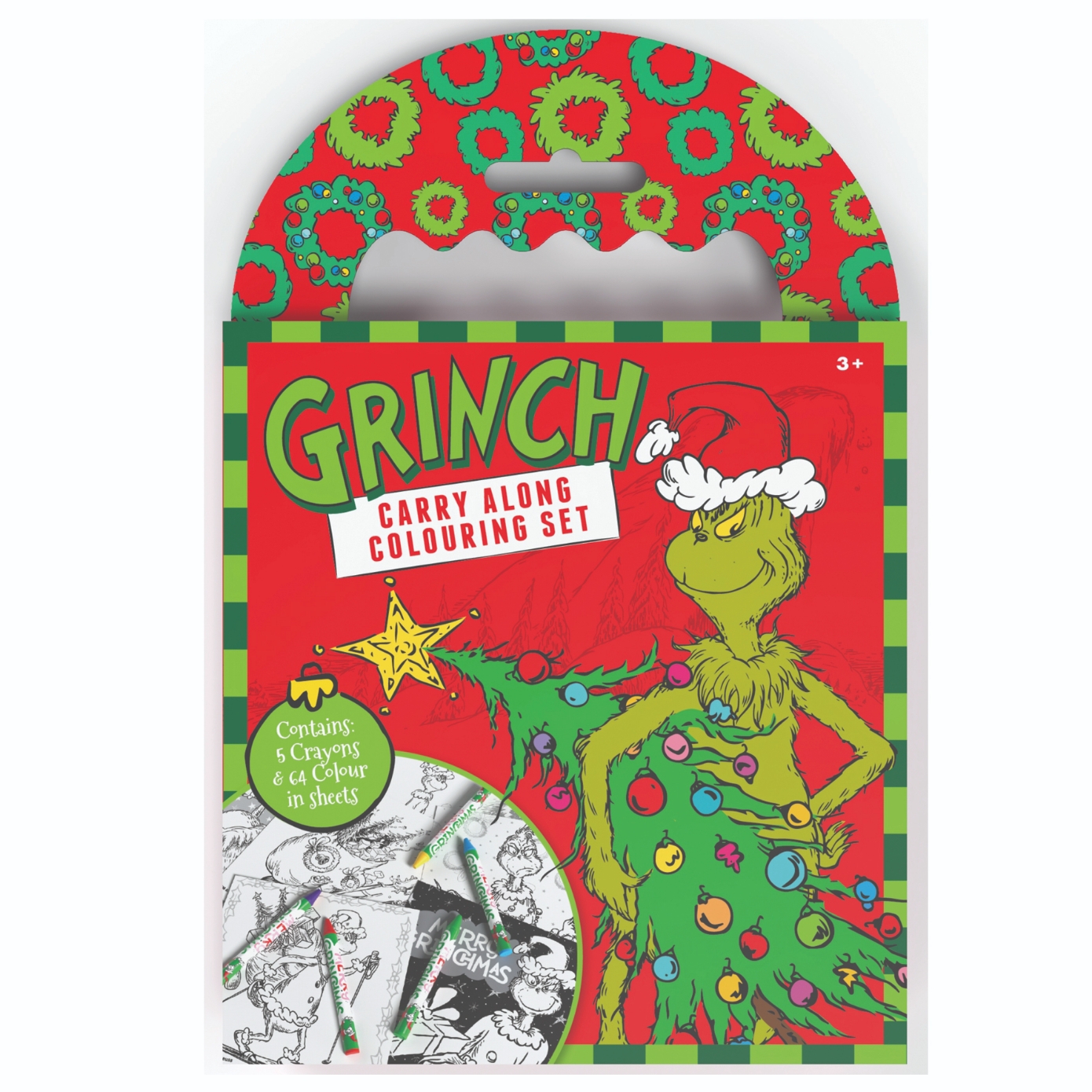 COLOURING SET, The Grinch Carry Along with 5 Crayons & 64 Colouring Sheets [Splittable]