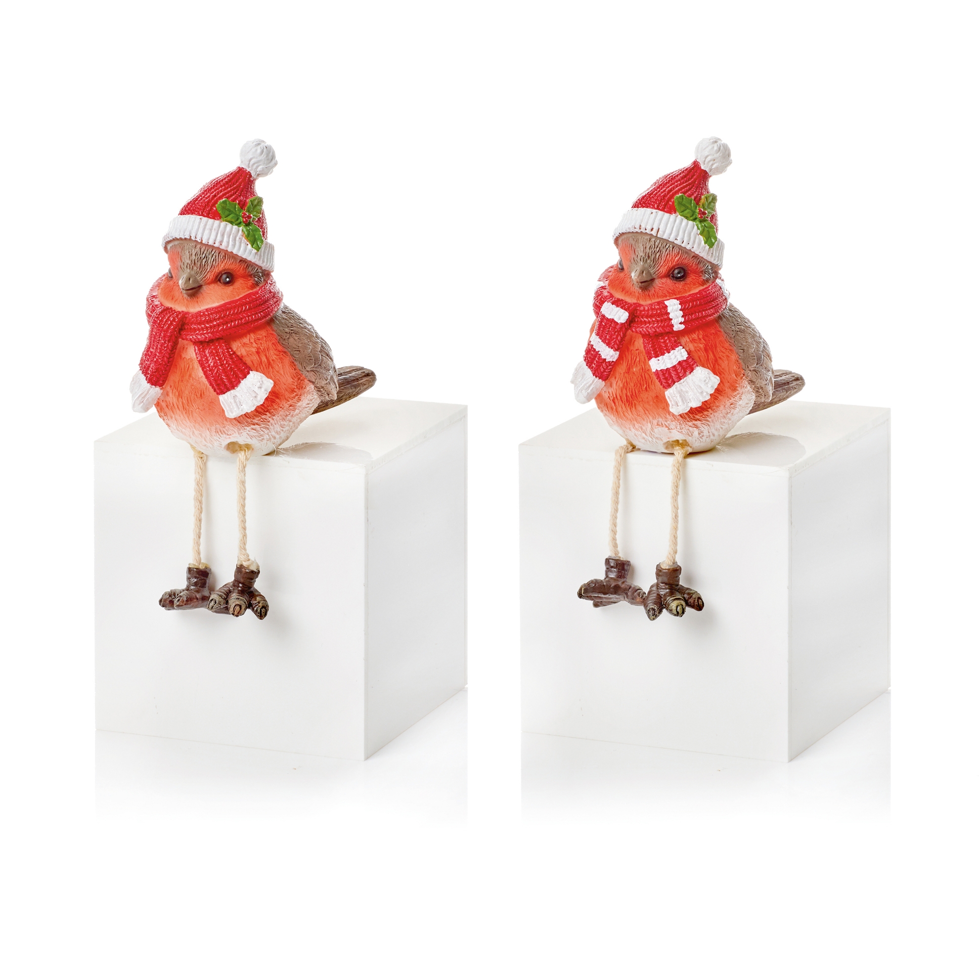 ORNAMENT,Resin Robin with Dangly Legs 11cm 2 Assorted [Splittable]