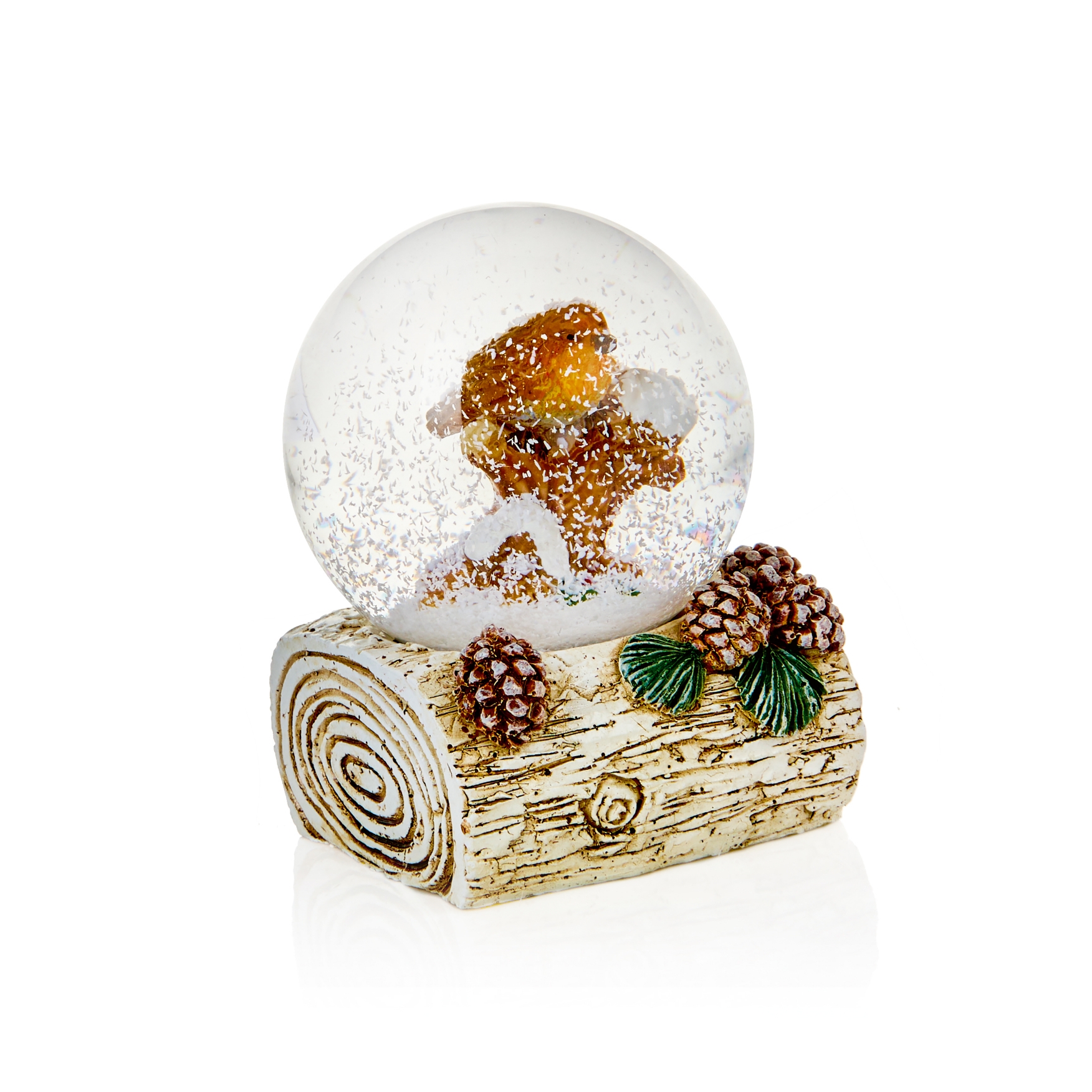 ORNAMENT,Waterglobe Robins with Pine Cones 45mm CDU [Packs Only]