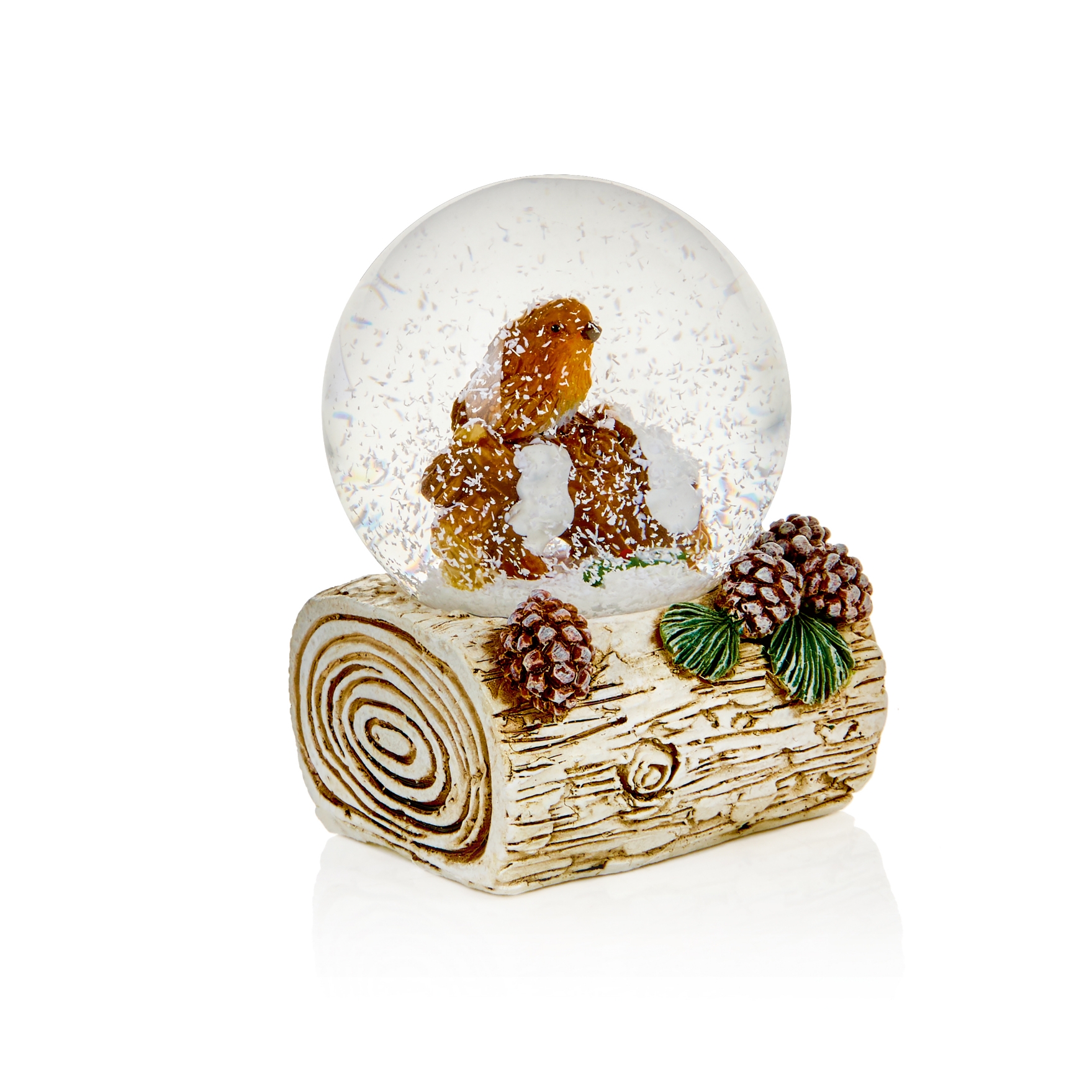 ORNAMENT,Waterglobe Robins with Pine Cones 45mm CDU [Packs Only]