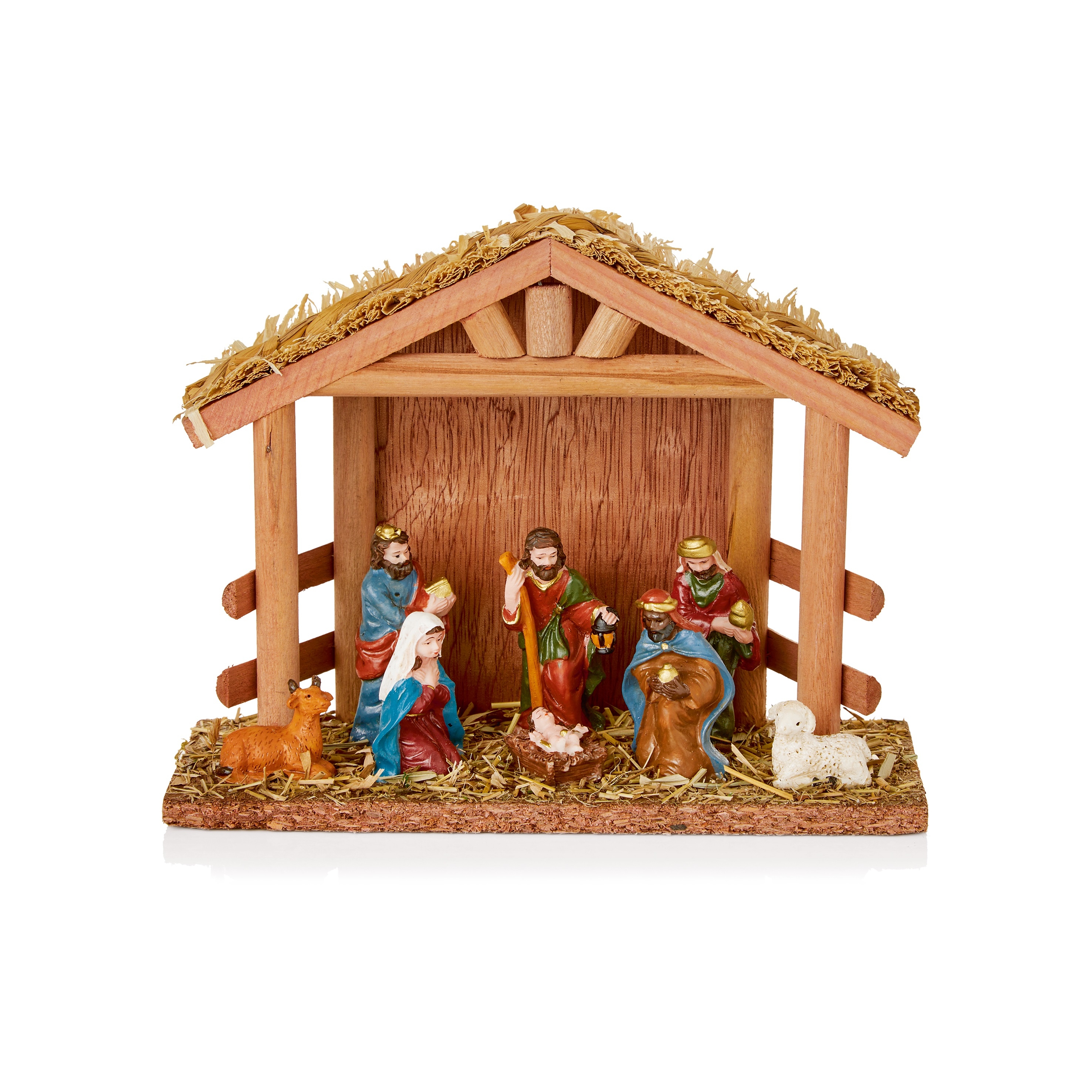 ORNAMENT,Wooden Nativity Set 8 Piece 20cm