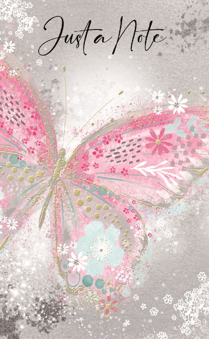 NOTELETS, Open, Butterflies Floral Design, 8`s CDU [Splittable]