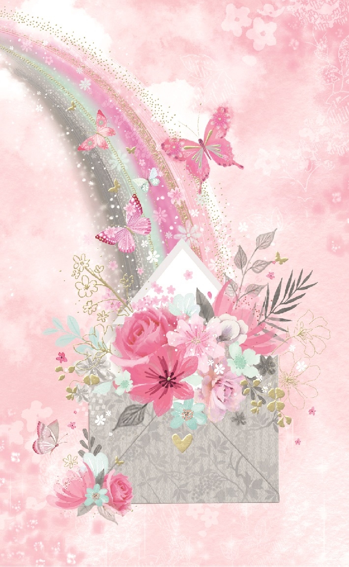 NOTELETS, Open, Butterflies Floral Design, 8`s CDU [Splittable]