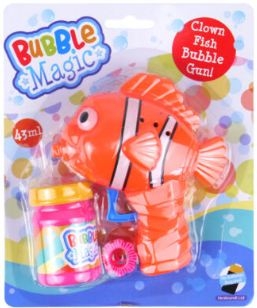 BUBBLE GUN,Clown Fish Auto Friction with Bubbles 2 Assorted I/cd [Splittable]