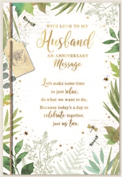 ANNIVERSARY CARDS,Husband Foliage & Text [Packs Only]