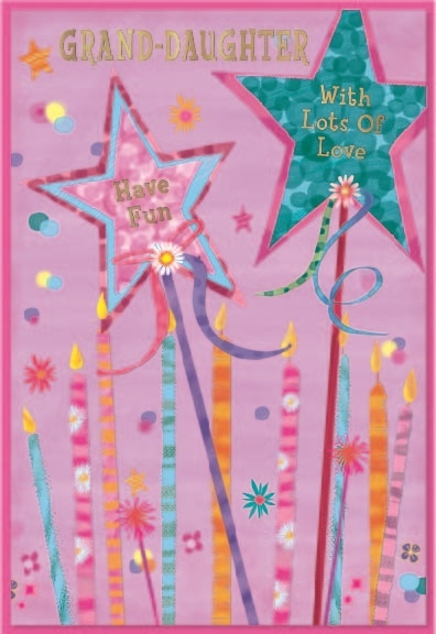 BIRTHDAY CARDS,Granddaughter 6`s Candles & Stars