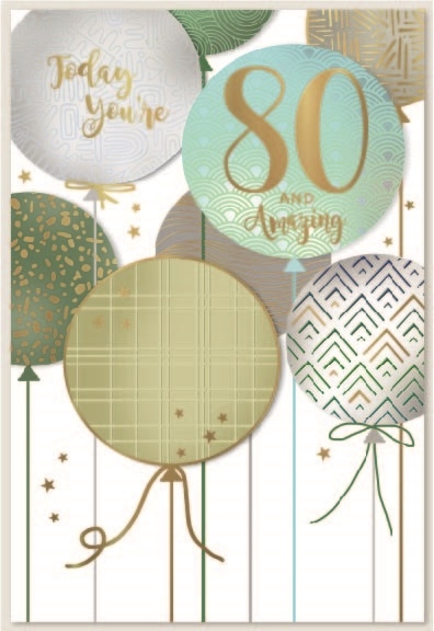AGE 80 CARDS,Male 6`s Balloons