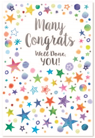 CONGRATULATIONS CARDS,6`s Coloured Dots & Stars