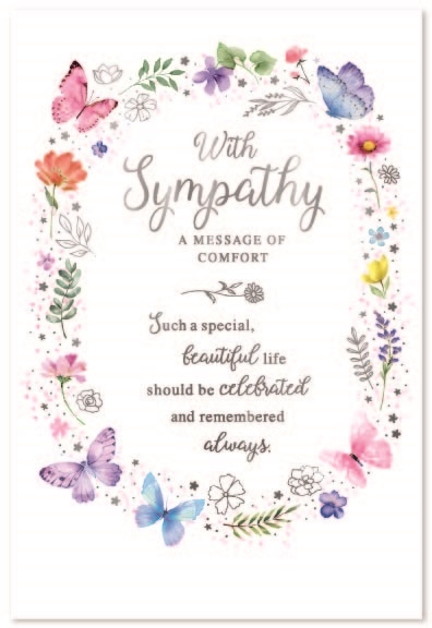 SYMPATHY CARDS,6`s Butterflies & Wild Flowers