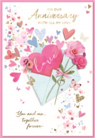 ANNIVERSARY CARDS,Our 6`s Hearts & Roses