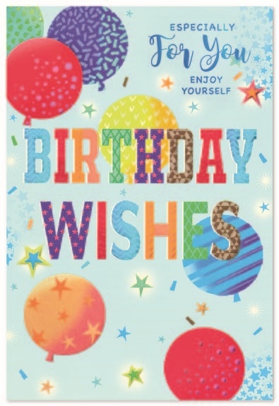 BIRTHDAY CARDS,Open 6`s Balloons & Stars